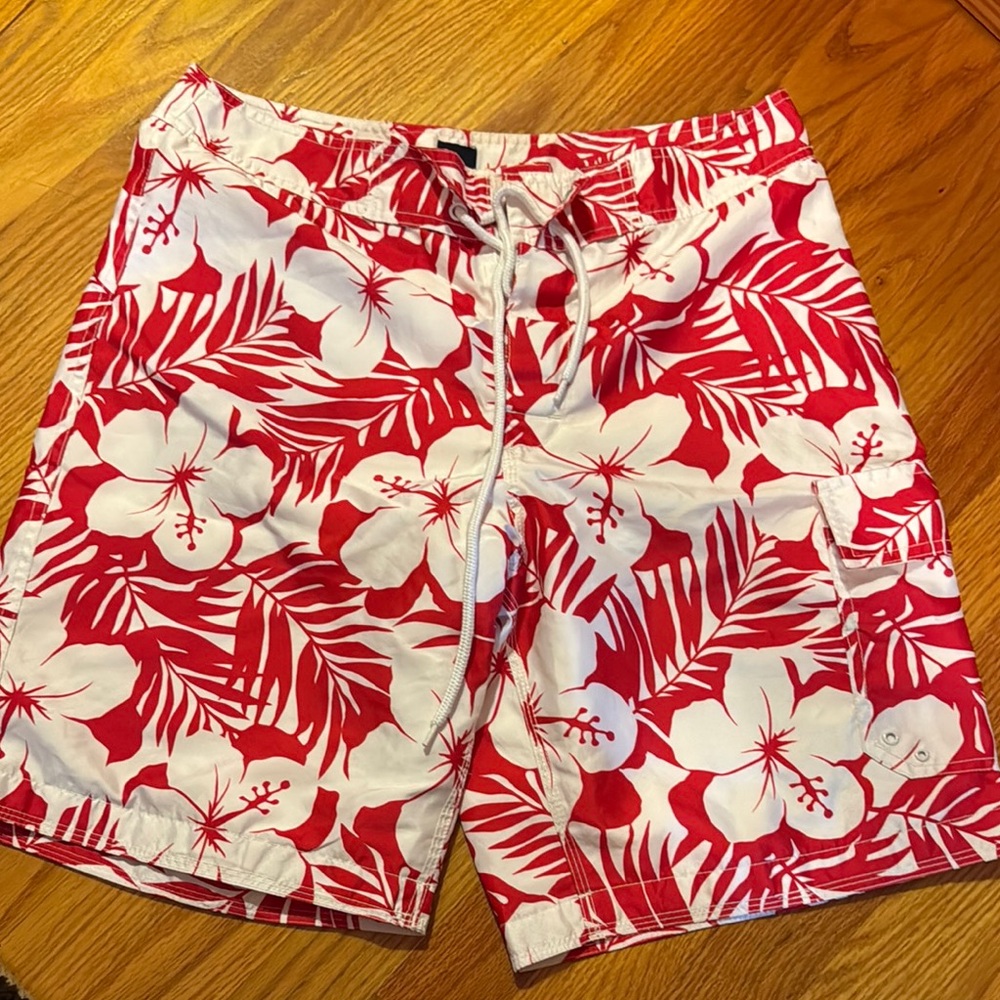 GAP Red and White Board Shorts Vibrant Swimwear